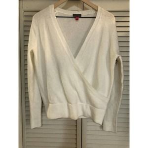 Vince Camuto Surplice Wrap V-Neck Sweater Buttercream Size Small
